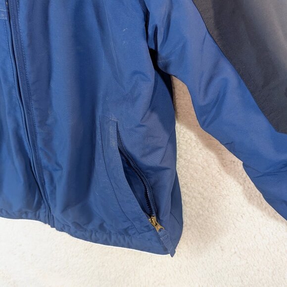 Boy's 5-6 Land's End Winter Coat with Zipper Pockets & Velcro Sleeves Blue Black - Picture 8 of 8